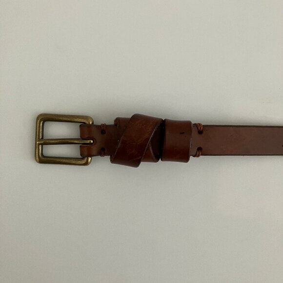 Madewell Genuine Leather Brown Belt with Gold Buckle - Picture 3 of 6